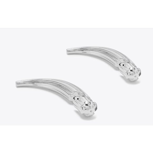 Tory Burch Silver Logo Spike Front-Back Earring - Picture 1 of 2